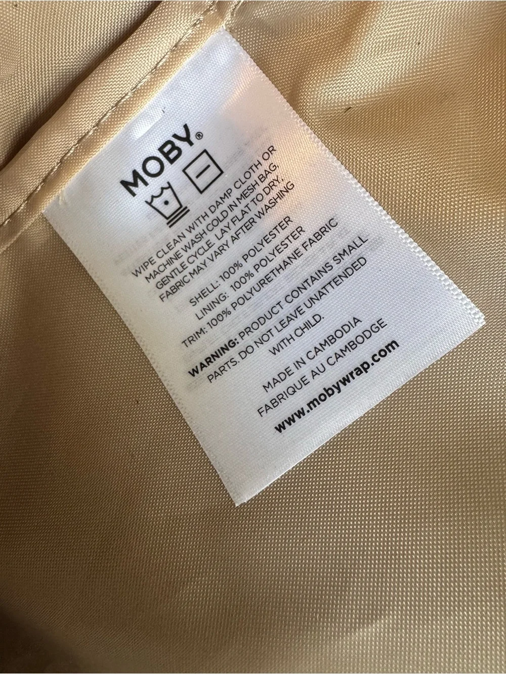 Moby Transit Cross Body Diaper Bag Sling Unisex Nylon Tan Beige Dune LN